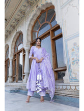 Pomcha Jaipur - LILAC COTTON SILK GOTTA JAAL ANARKALI SET